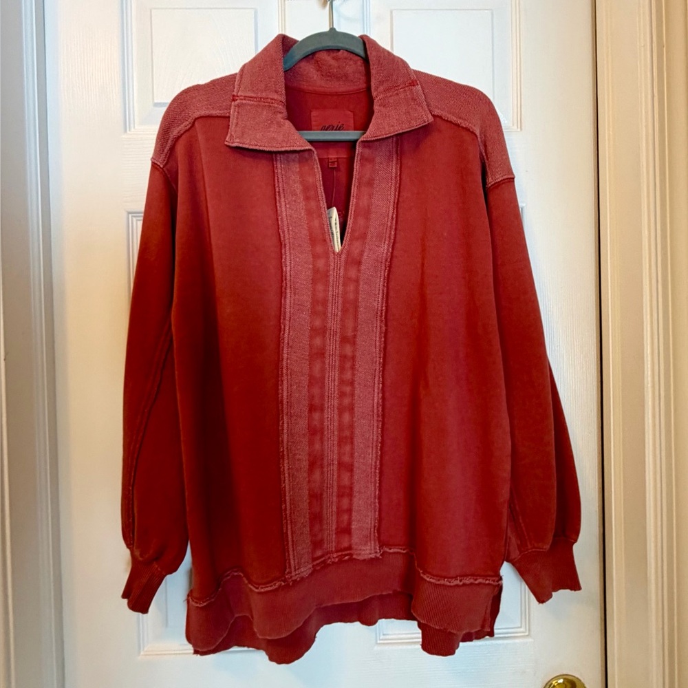 Aerie Oversized Sweatshirt in Rustic Red/Orange Color